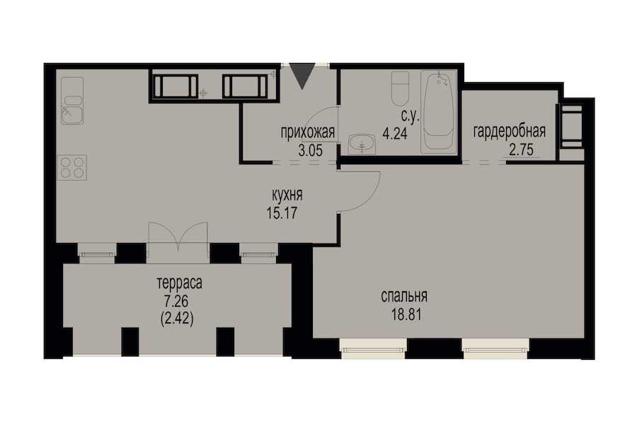Однокомнатная квартира в : площадь 46.44 м2 , этаж: 9 – купить в Санкт-Петербурге